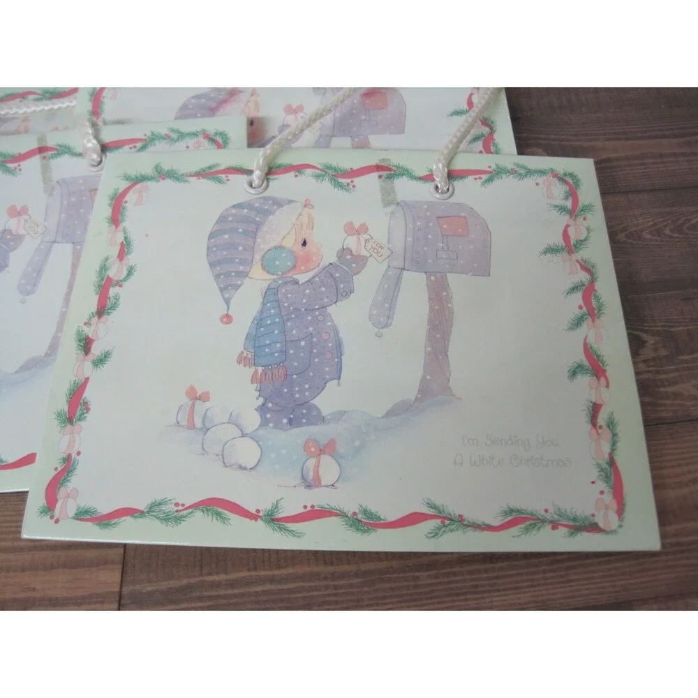 Vintage 1990 Christmas Precious Moments Gift Bag Enesco Lot of 4 - 6x7
